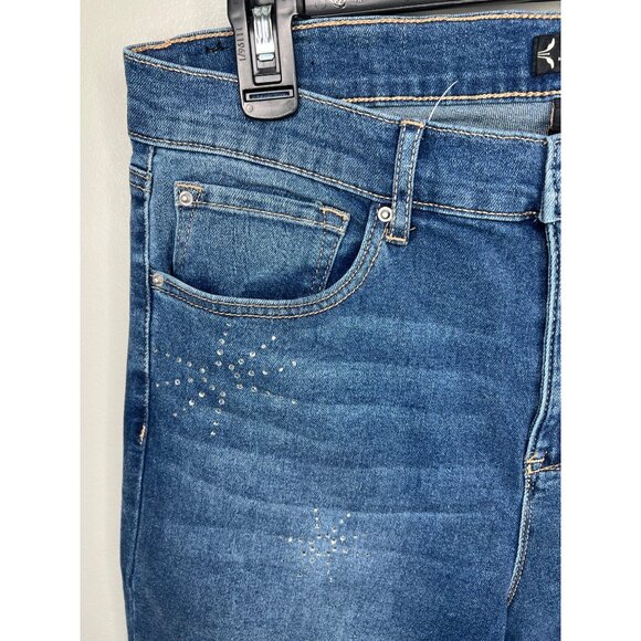 Nanette Belle High Rise Ankle Skinny Jeans Blue With Rhinestone Detail Size 12 - Picture 6 of 16